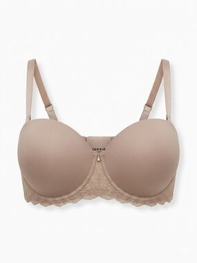 NWOT torrid Multi-Way Strapless Push-Up Bra Nude Beige Lace 40DD